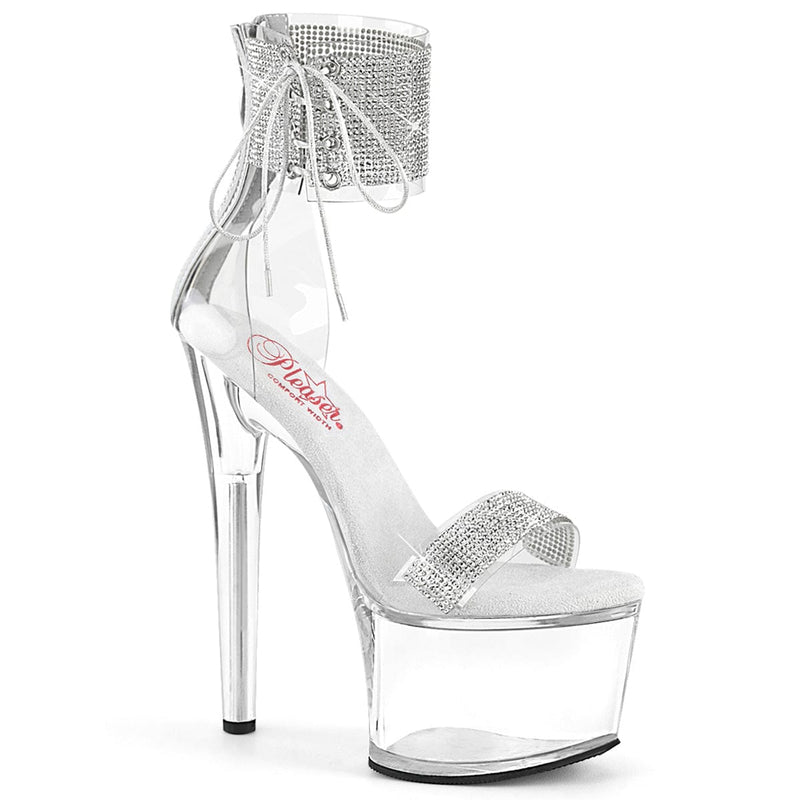 Pleaser PASSION-727RS Platform Sandal (Clear-Silver/Clear) 5