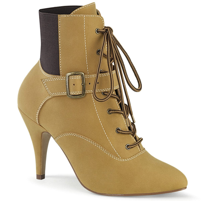 Pleaser Pink Label DREAM-1022 Ankle Boot (Tan Fuax Nubuck Leather) 9