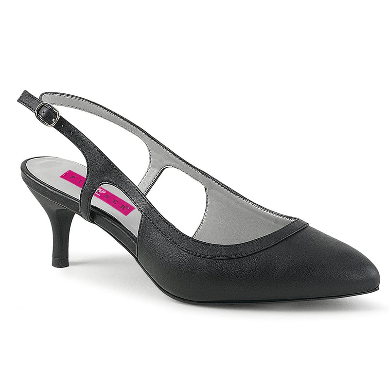 Pleaser Pink Label KITTEN-02 Pump (Black Faux Leather) 9
