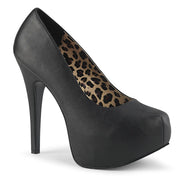 Pleaser Pink Label TEEZE-06W Pump (Black Faux Leather)