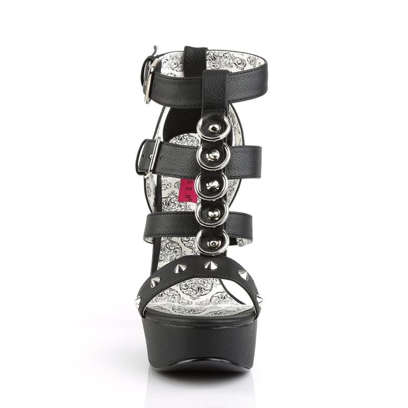 Pleaser Pink Label TEEZE-42W Sandal (Black Faux Leather)