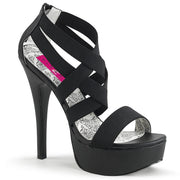 Pleaser Pink Label TEEZE-47W Sandal (Black Elasticated Band/Black)