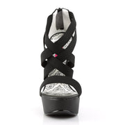 Pleaser Pink Label TEEZE-47W Sandal (Black Elasticated Band/Black)