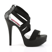 Pleaser Pink Label TEEZE-47W Sandal (Black Elasticated Band/Black)