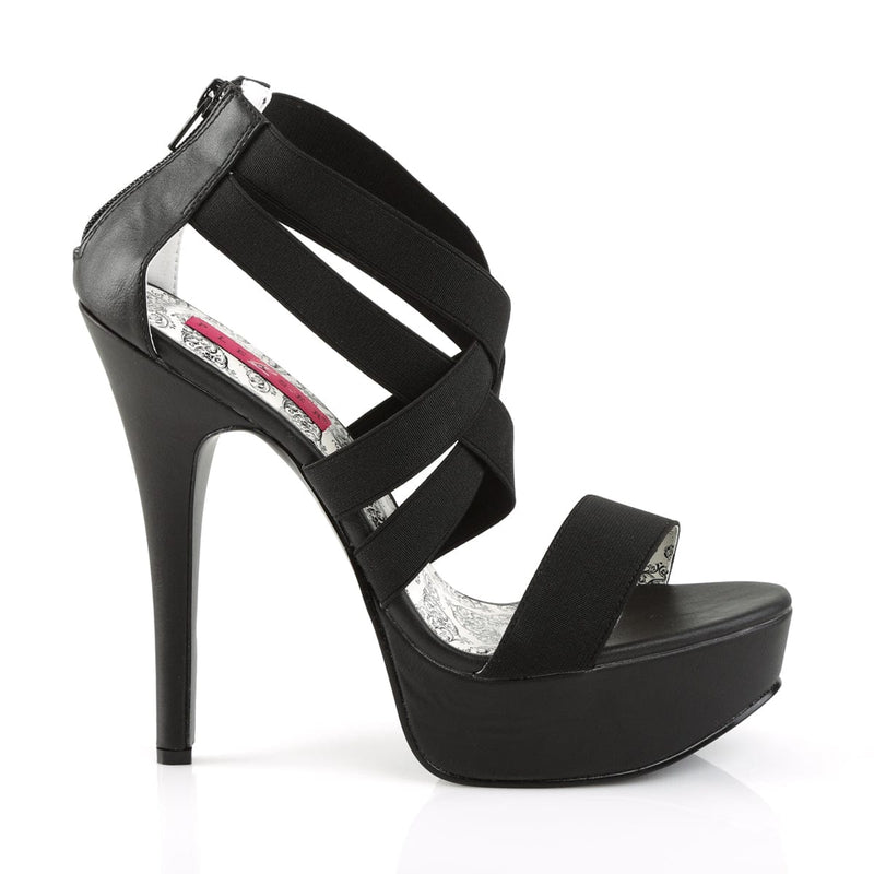Pleaser Pink Label TEEZE-47W Sandal (Black Elasticated Band/Black)