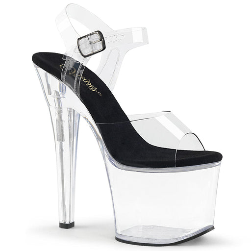Pleaser RADIANT-708 Platform Sandal (Clear-Black/Clear) 5