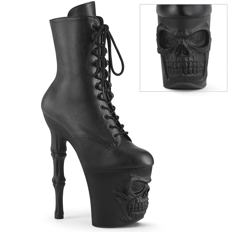 Pleaser RAPTURE-1020 Platform Ankle Boot (Black Faux Leather/Black Matte)
