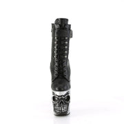 Pleaser RAPTURE-1020STR-02 Platform Ankle Boot (Black Faux Leather/Silver Matte-Rubbed Black)