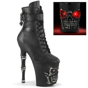 Pleaser RAPTURE-1020STR-LT Platform Ankle Boot (Black Faux Leather/Black Matte-Rubbed Silver) 5