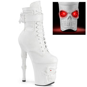 Pleaser RAPTURE-1020STR-LT Platform Ankle Boot (White Faux Leather/White Matte)