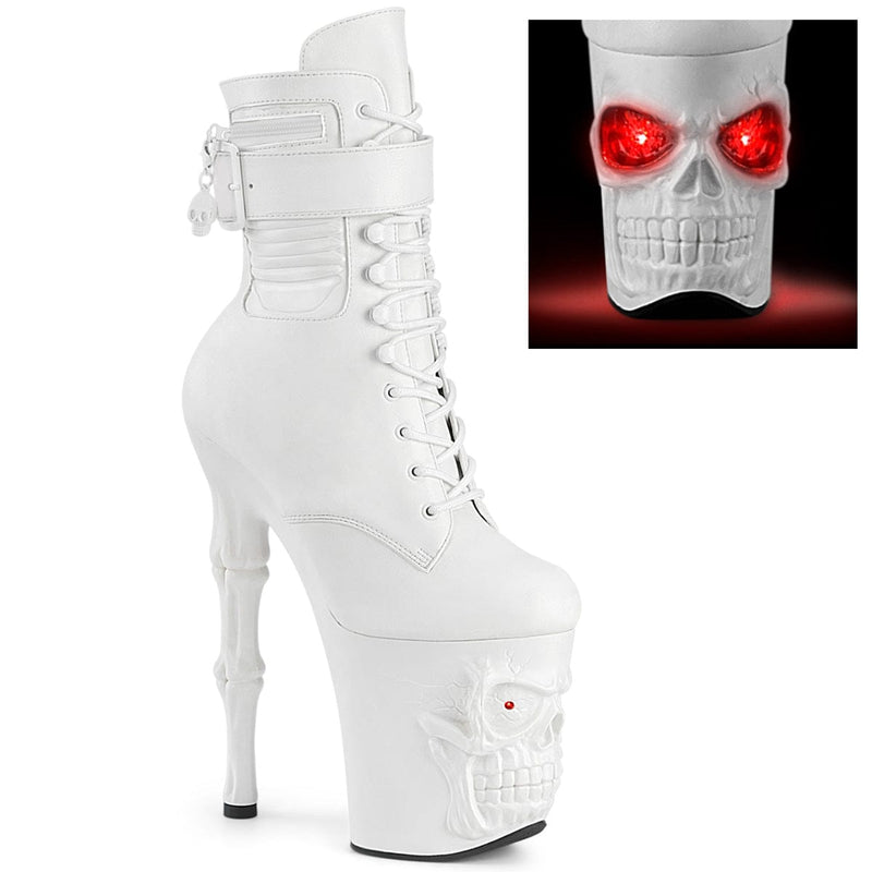 Pleaser RAPTURE-1020STR-LT Platform Ankle Boot (White Faux Leather/White Matte)