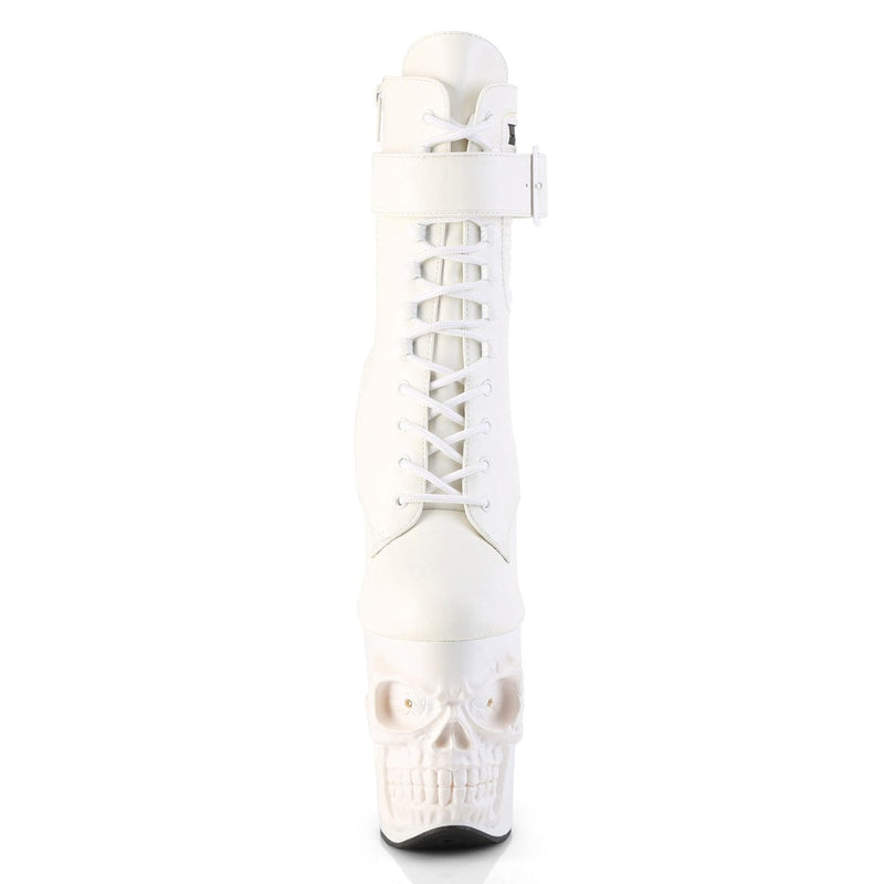 Pleaser RAPTURE-1020STR-LT Platform Ankle Boot (White Faux Leather/White Matte)
