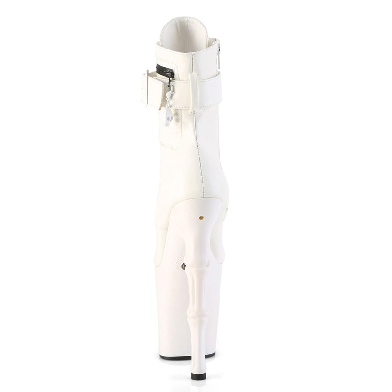 Pleaser RAPTURE-1020STR-LT Platform Ankle Boot (White Faux Leather/White Matte)
