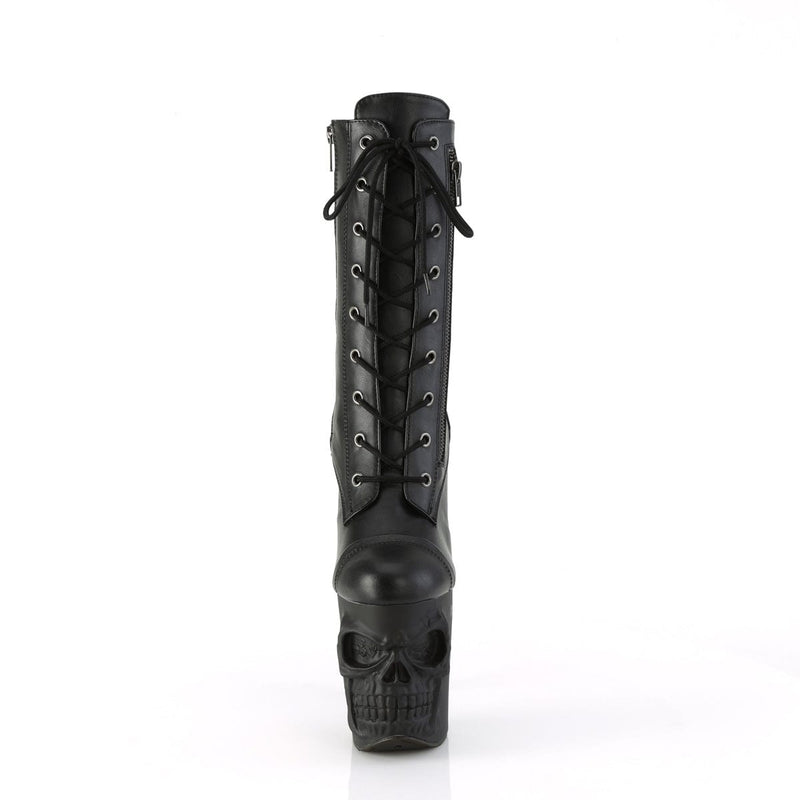 Pleaser RAPTURE-1047 Platform Mid-Calf Boot (Black Faux Leather/Black Matte)