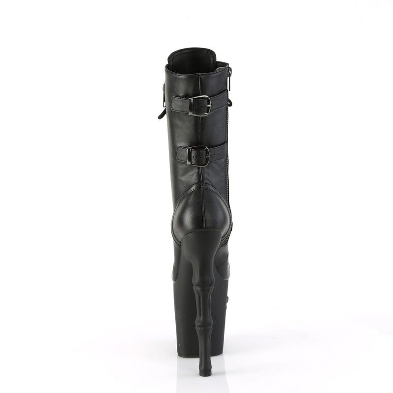 Pleaser RAPTURE-1047 Platform Mid-Calf Boot (Black Faux Leather/Black Matte)