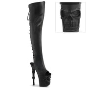 Pleaser RAPTURE-3019 Platform Knee High Boot (Black Faux Leather/Black Matte)