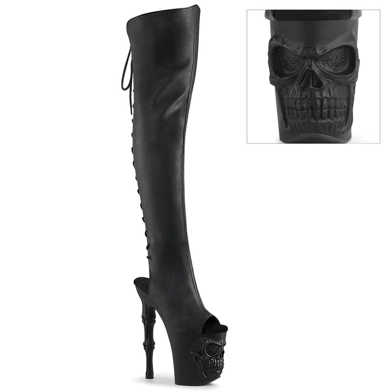 Pleaser RAPTURE-3019 Platform Knee High Boot (Black Faux Leather/Black Matte)