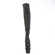 Pleaser RAPTURE-3019 Platform Knee High Boot (Black Faux Leather/Black Matte)