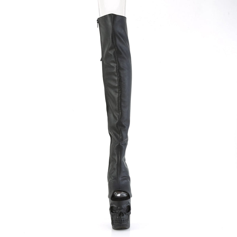 Pleaser RAPTURE-3019 Platform Knee High Boot (Black Faux Leather/Black Matte)