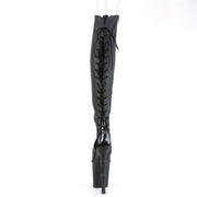 Pleaser RAPTURE-3019 Platform Knee High Boot (Black Faux Leather/Black Matte)