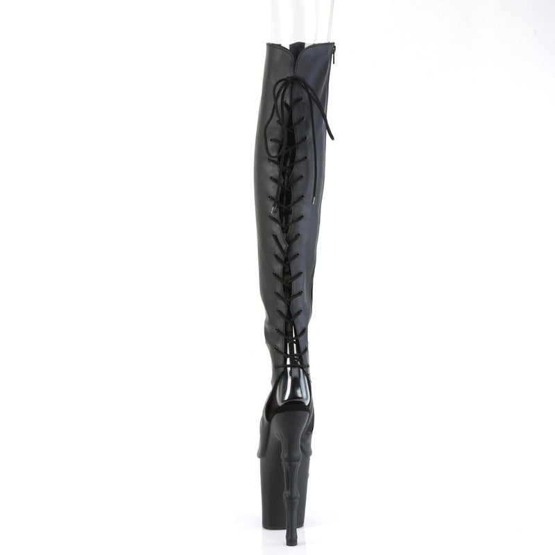 Pleaser RAPTURE-3019 Platform Knee High Boot (Black Faux Leather/Black Matte)
