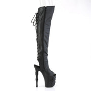 Pleaser RAPTURE-3019 Platform Knee High Boot (Black Faux Leather/Black Matte)