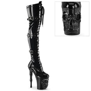 Pleaser RAPTURE-3028 Platform Thigh High Boot (Black Stretch Patent/Black)