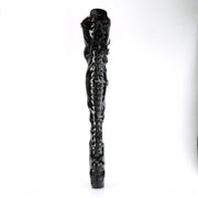 Pleaser RAPTURE-3028 Platform Thigh High Boot (Black Stretch Patent/Black)