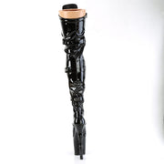 Pleaser RAPTURE-3028 Platform Thigh High Boot (Black Stretch Patent/Black)