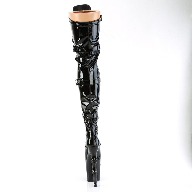 Pleaser RAPTURE-3028 Platform Thigh High Boot (Black Stretch Patent/Black)