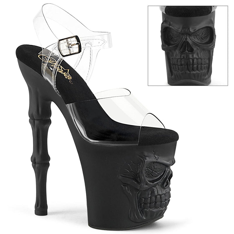 Pleaser RAPTURE-808 Platform Sandal (Clear/Black Matte)