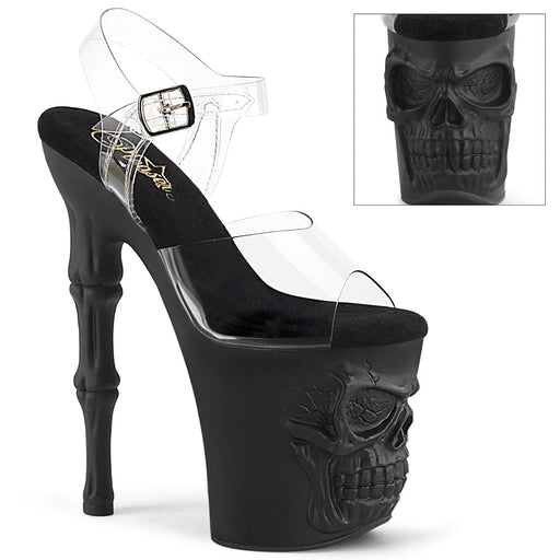 Pleaser RAPTURE-808 Platform Sandal (Clear/Black Matte)