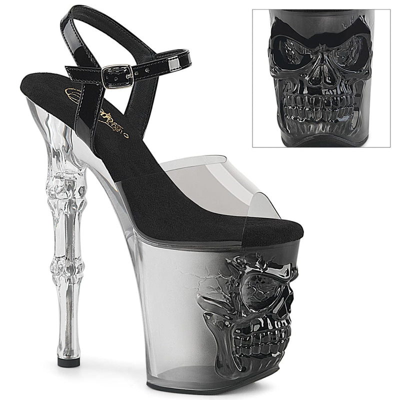 Pleaser RAPTURE-808T-1 Platform Sandal (Smoke-Black/Black-Clear Ombre)