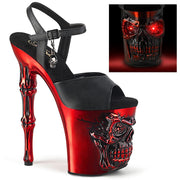 Pleaser RAPTURE-809-LT Platform Sandal (Black Faux Leather/Satin Red Chrome) 5