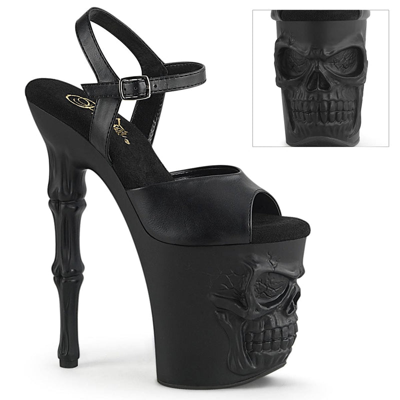 Pleaser RAPTURE-809 Platform Sandal (Black Faux Leather/Black Matte)