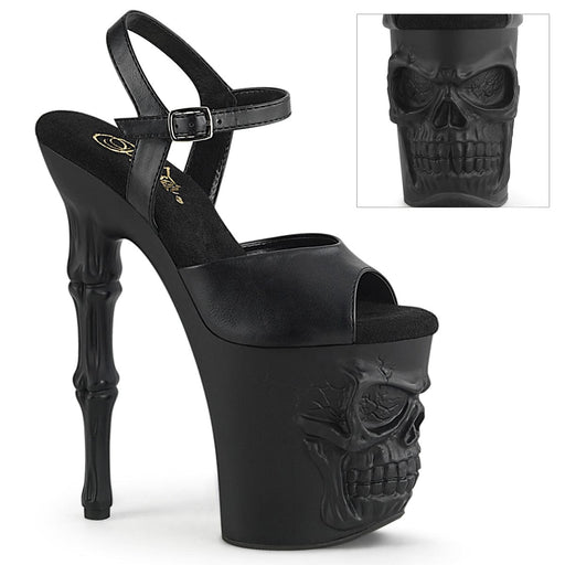 Pleaser RAPTURE-809 Platform Sandal (Black Faux Leather/Black Matte)