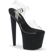 Pleaser RAZZLE-808WR Platform Sandal (Clear/Black Reptile Print)