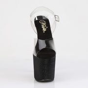 Pleaser RAZZLE-808WR Platform Sandal (Clear/Black Reptile Print)