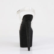 Pleaser RAZZLE-808WR Platform Sandal (Clear/Black Reptile Print)