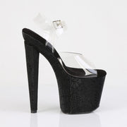 Pleaser RAZZLE-808WR Platform Sandal (Clear/Black Reptile Print)