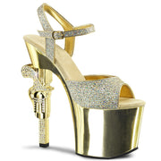 Pleaser REVOLVER-709G Platform Sandal (Gold Multi Glitter/Gold Chrome)