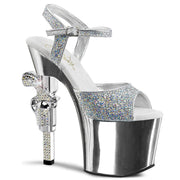 Pleaser REVOLVER-709G Platform Sandal (Silver Multi Glitter/Silver Chrome)