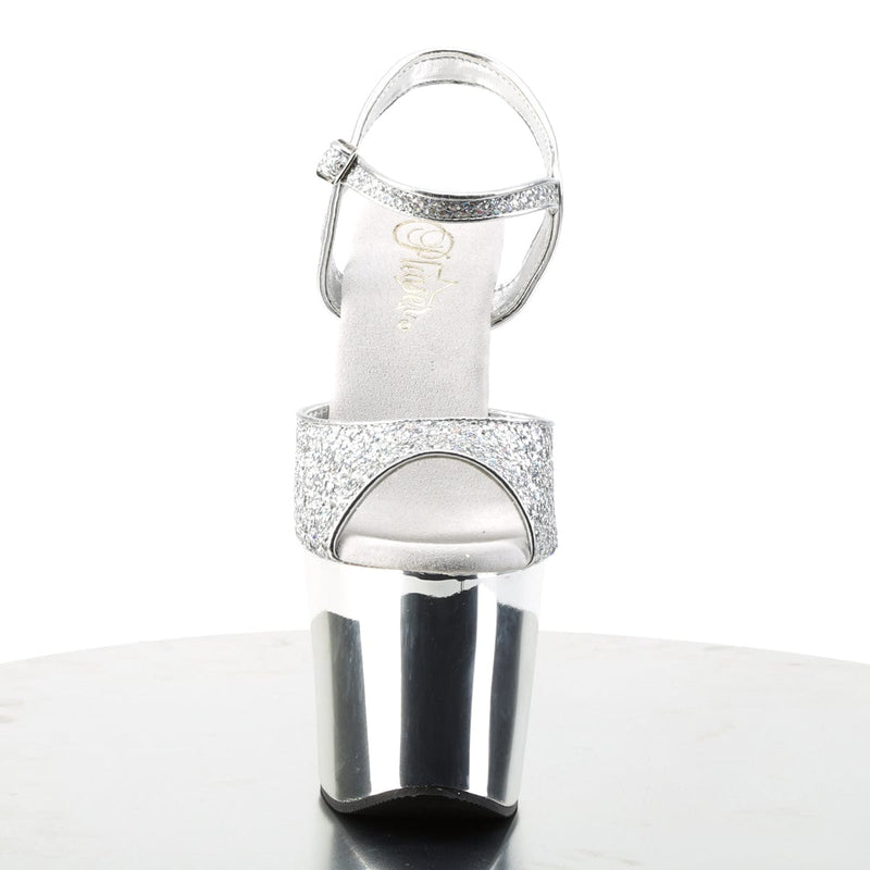 Pleaser REVOLVER-709G Platform Sandal (Silver Multi Glitter/Silver Chrome)
