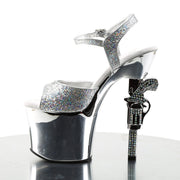 Pleaser REVOLVER-709G Platform Sandal (Silver Multi Glitter/Silver Chrome)