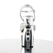 Pleaser REVOLVER-709G Platform Sandal (Silver Multi Glitter/Silver Chrome)