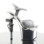 Pleaser REVOLVER-709G Platform Sandal (Silver Multi Glitter/Silver Chrome)