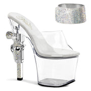 Pleaser REVOLVER-712 Platform Sandal (Clear/Clear)
