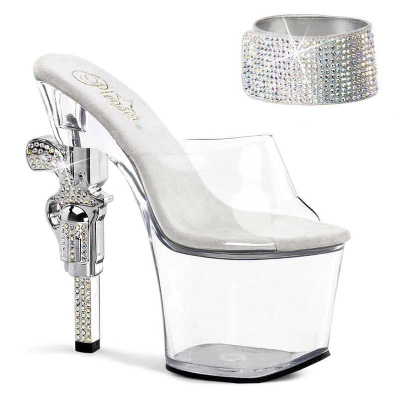Pleaser REVOLVER-712 Platform Sandal (Clear/Clear)