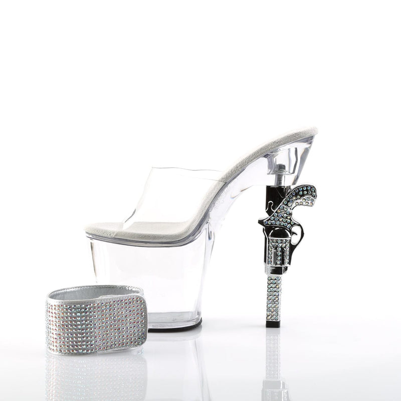 Pleaser REVOLVER-712 Platform Sandal (Clear/Clear)