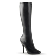 Pleaser SEDUCE-2000 Knee High Boot (Black Stretch Faux Leather) 6